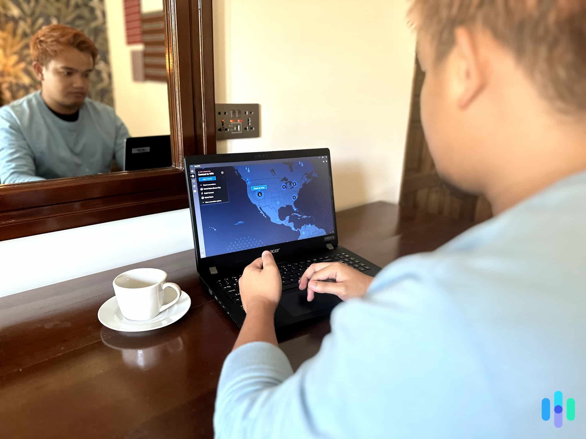 Brett Cruz, our VPN specialist, clicking a location to access all NordVPN servers in the area. Brett Cruz, our VPN specialist, clicking a location to access all NordVPN servers in the area.