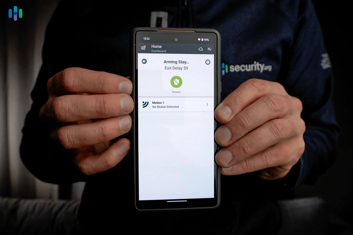 Arming Cove with the phone app Arming Cove with the phone app