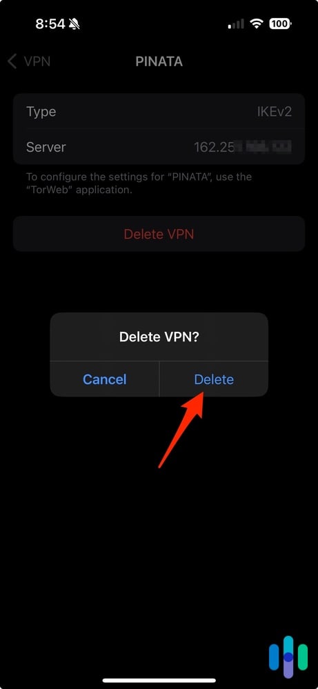 Deleting a VPN on an iPhone Deleting a VPN on an iPhone