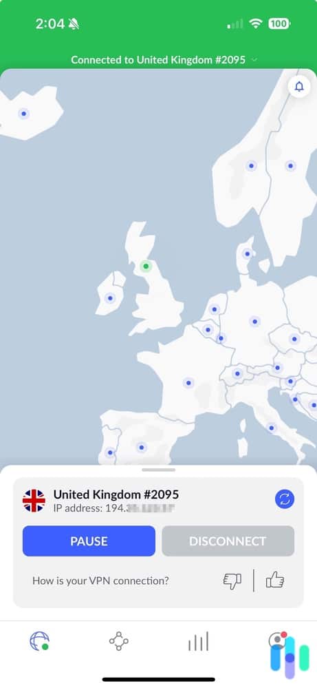 NordVPN App using a UK IP address from the US NordVPN App using a UK IP address from the US