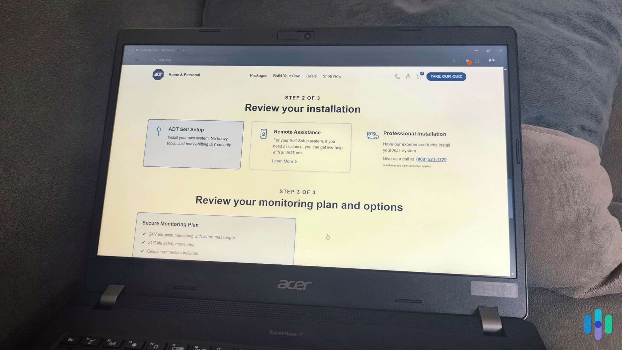 The installation options available when we bought our ADT security system. The installation options available when we bought our ADT security system.