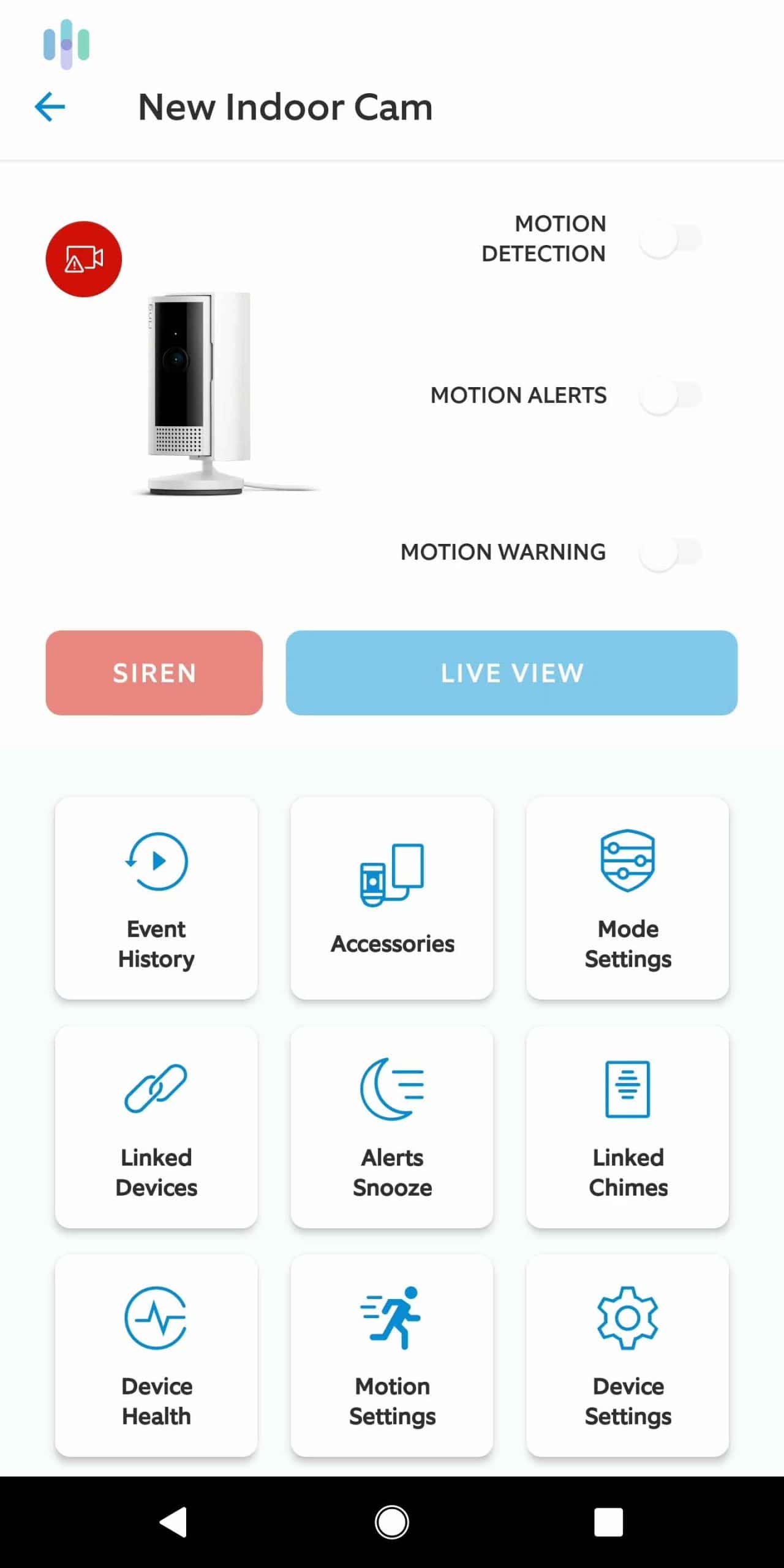 Ring Indoor Cam on the Ring app Ring Indoor Cam on the Ring app