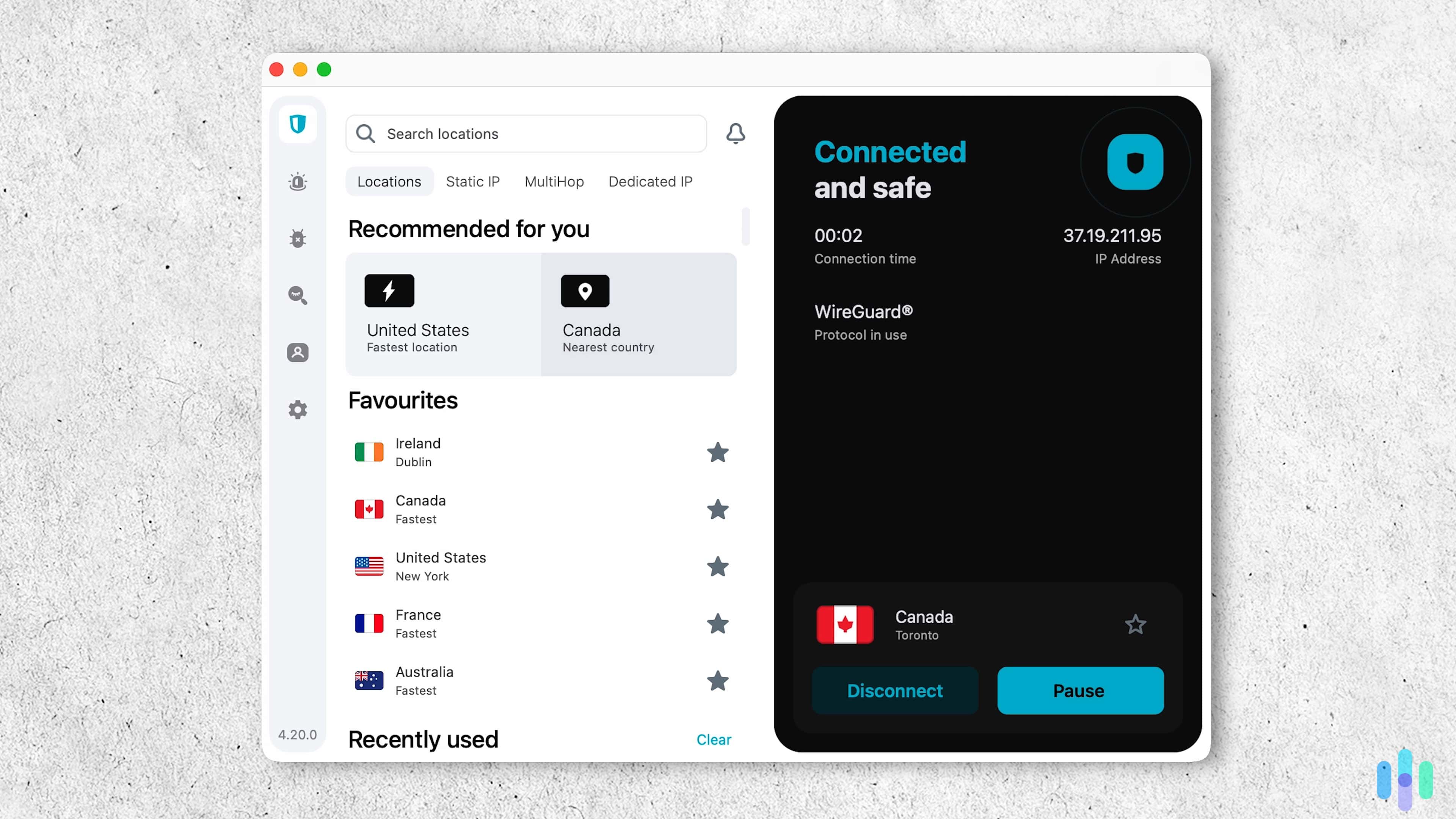 Surfshark connected to a Canadian server Surfshark connected to a Canadian server