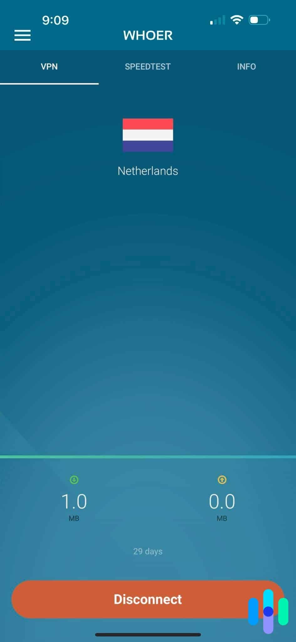 The Whoer VPN iOS app The Whoer VPN iOS app