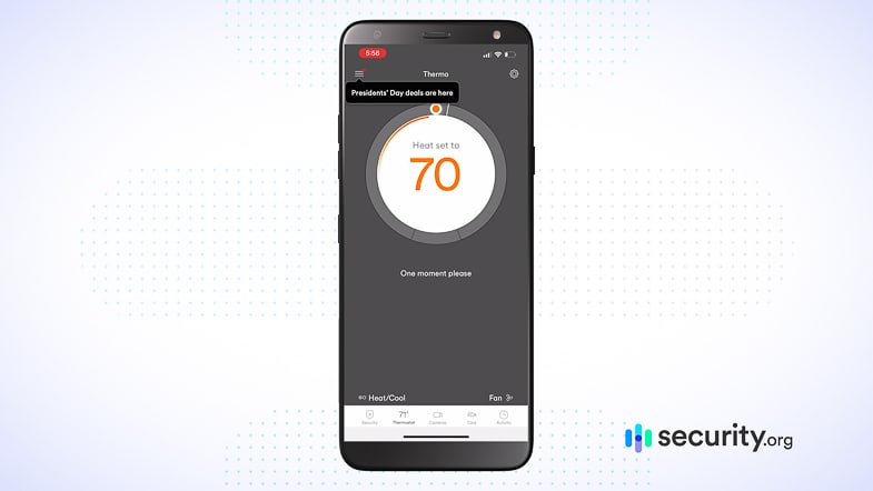 Vivint Thermostat in the app Vivint Thermostat in the app