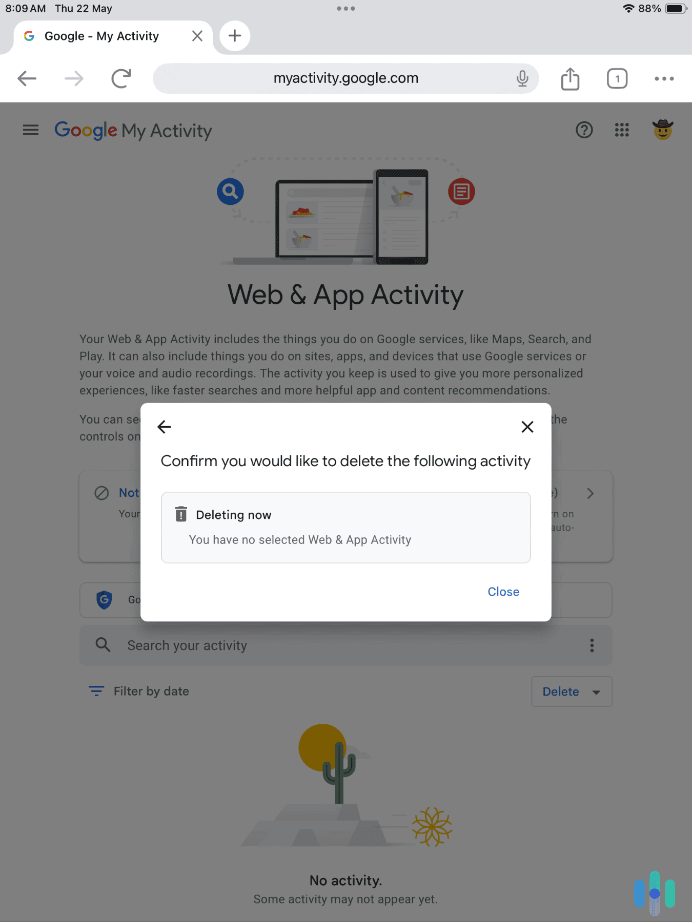 Deleting our Google Web & App Activity on our iPad Deleting our Google Web & App Activity on our iPad