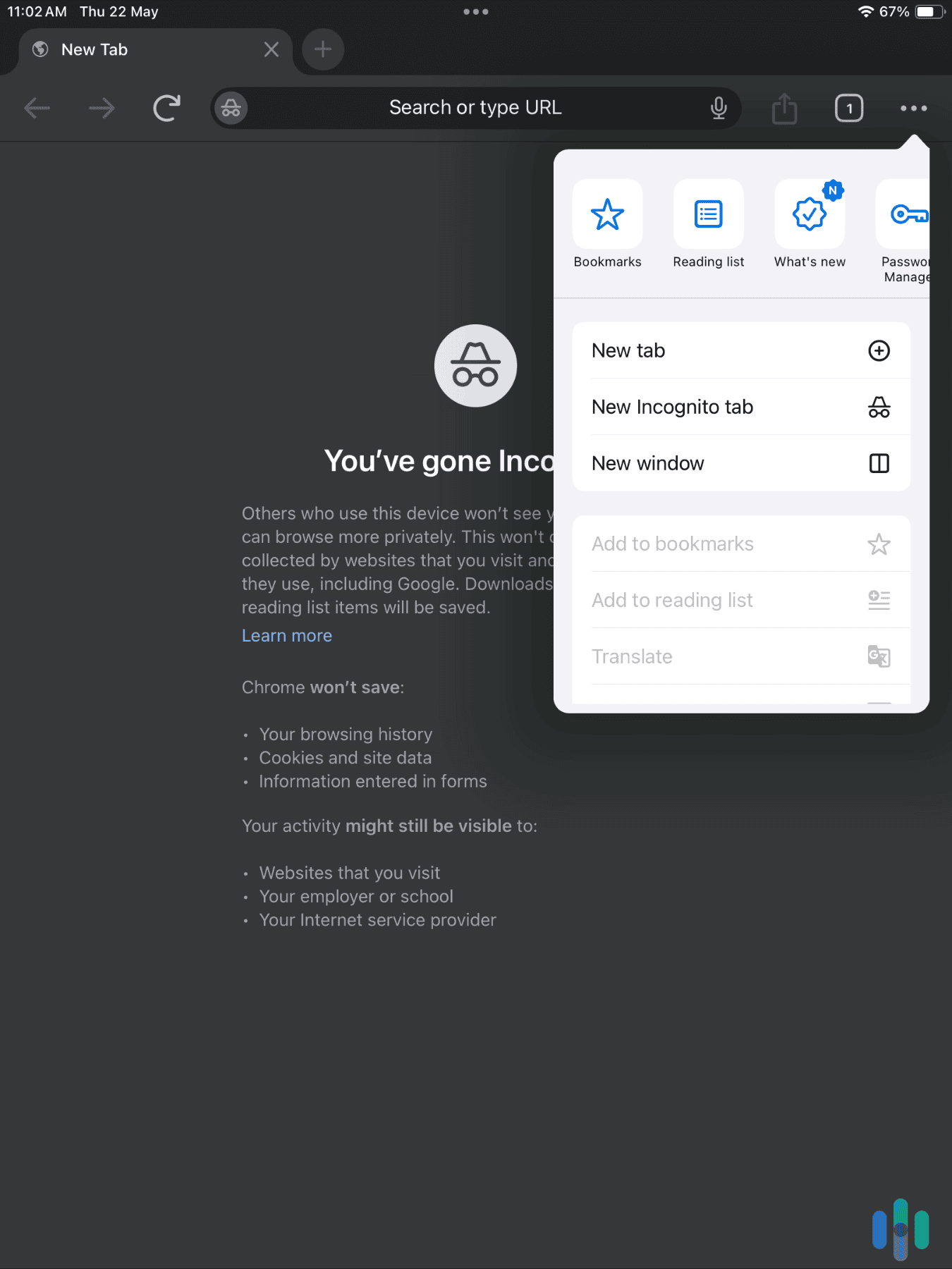 Browsing in an Incognito window on our Chrome iPad app Browsing in an Incognito window on our Chrome iPad app
