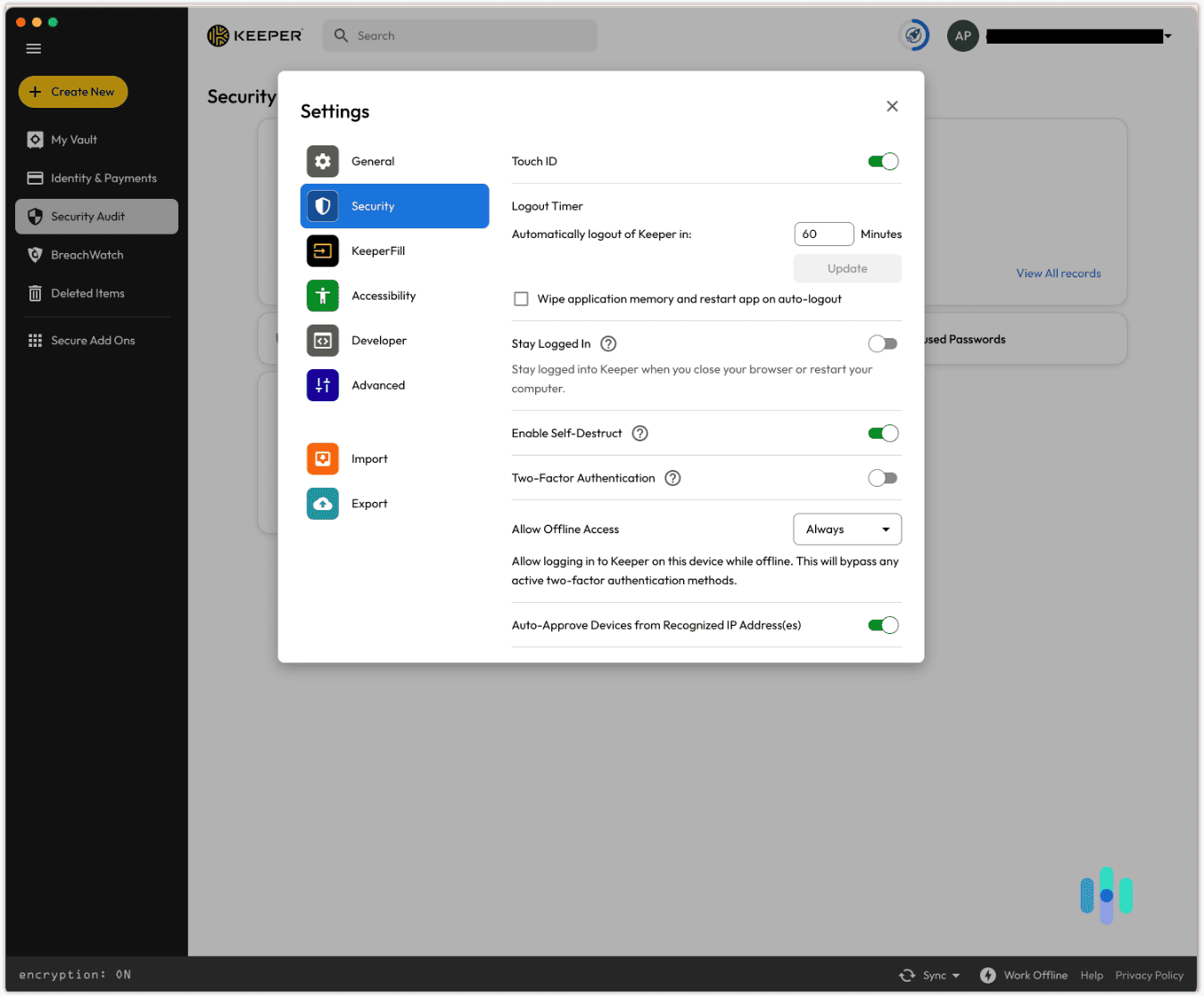 2_Enabling Touch ID in Keeper’s settings Enabling Touch ID in Keeper’s settings