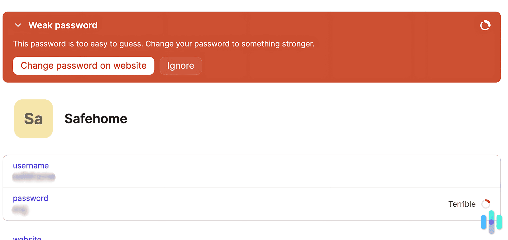 A bad data transfer resulted in an alert for a weak password. A bad data transfer resulted in an alert for a weak password.