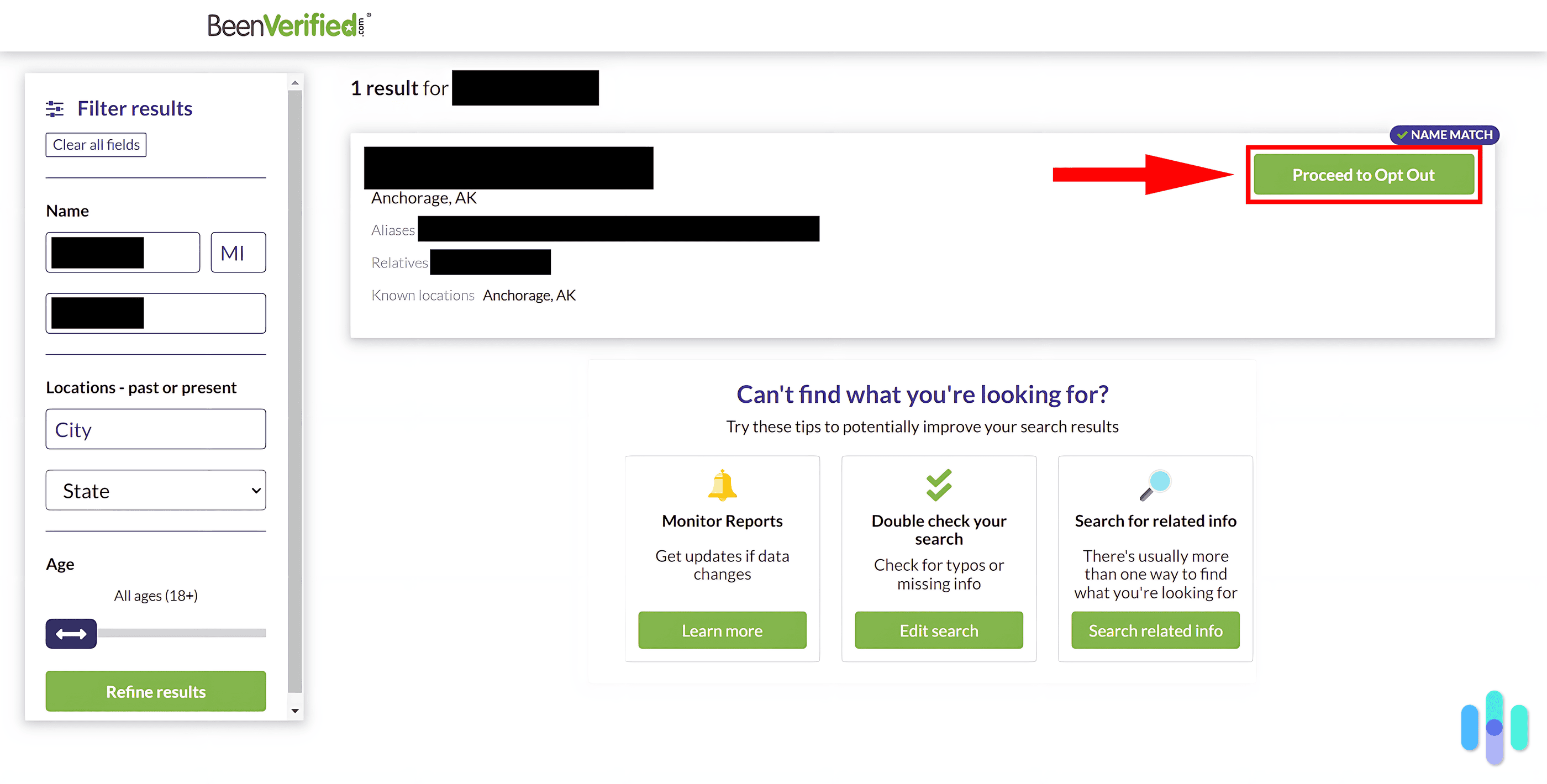 A quick search turned up one record complete with known aliases, relatives, and locations. A quick search turned up one record complete with known aliases, relatives, and locations.