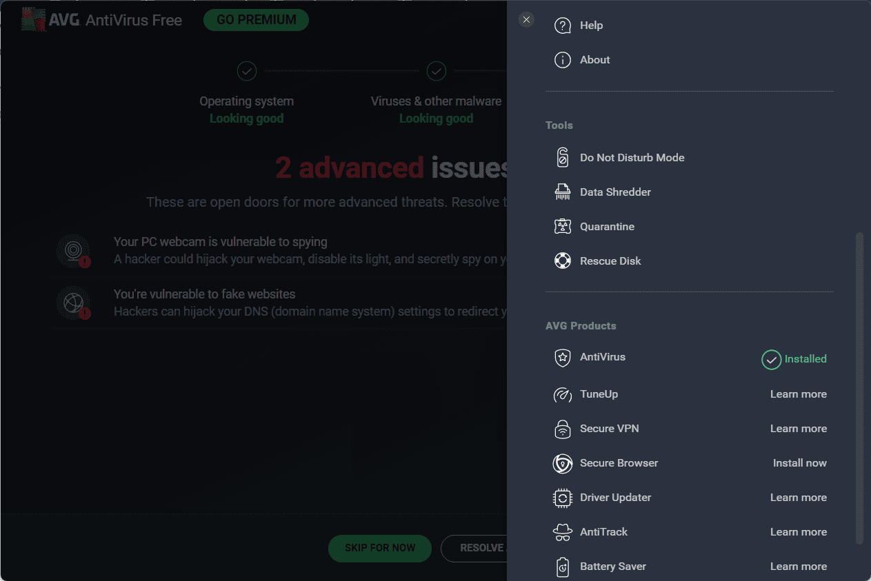 Additional AVG tools Additional AVG tools