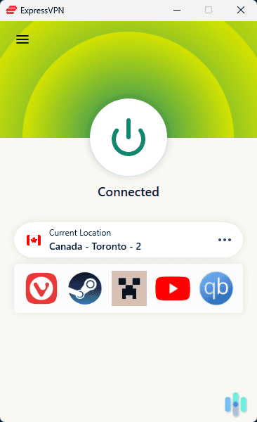 Connected to an ExpressVPN server in Toronto. Connected to an ExpressVPN server in Toronto.