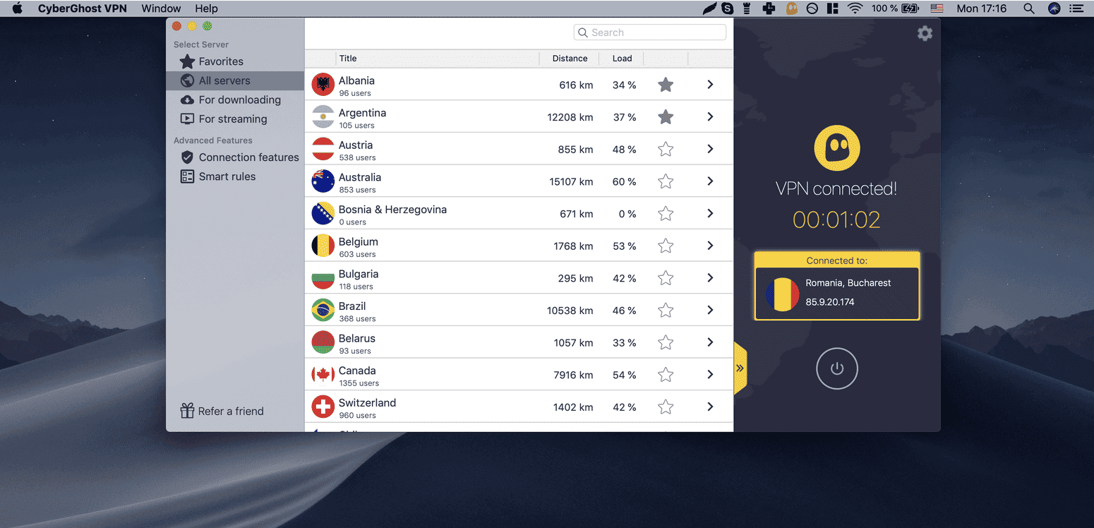 CyberGhost on MacOS CyberGhost VPN Mac App