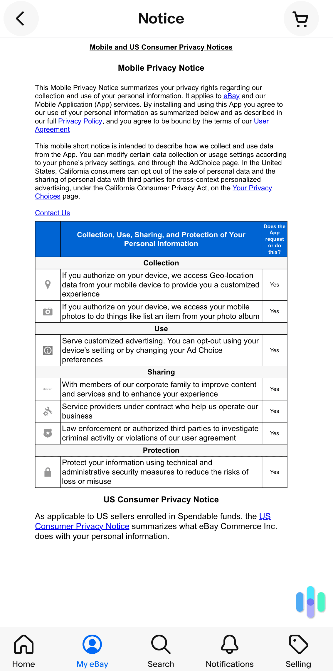 eBay Privacy Notice Mobile eBay Privacy Notice Mobile