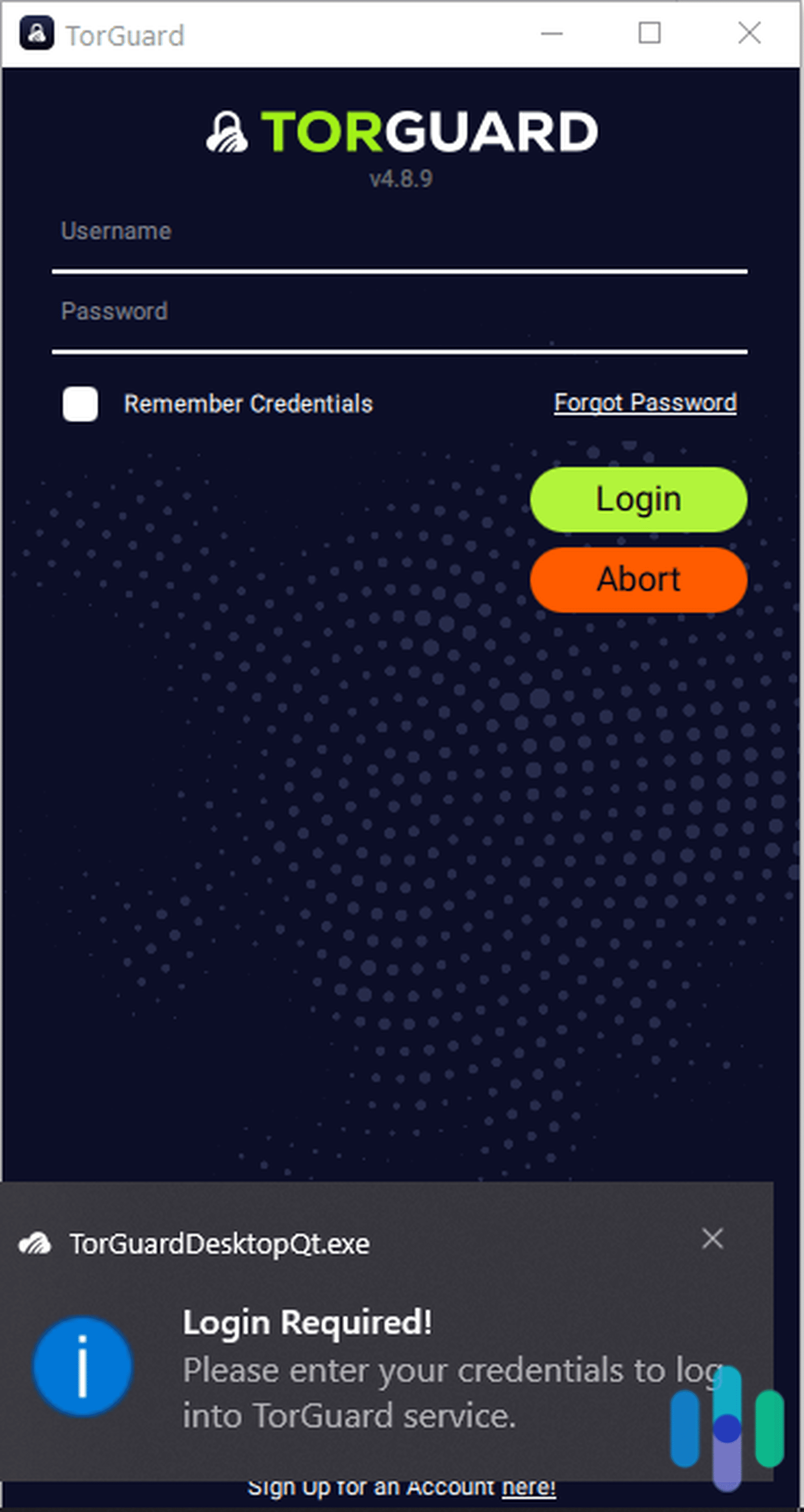 TorGuard Login before connecting bug Login before connecting bug