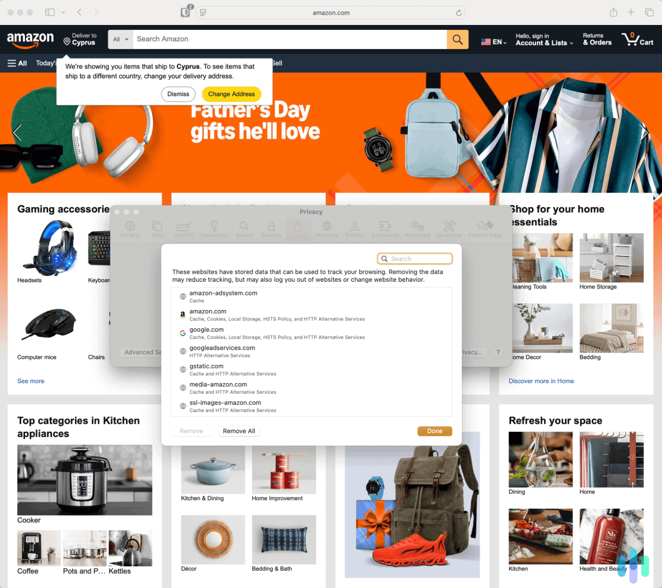 Manually deleting Amazon trackers in Safari Manually deleting Amazon trackers in Safari