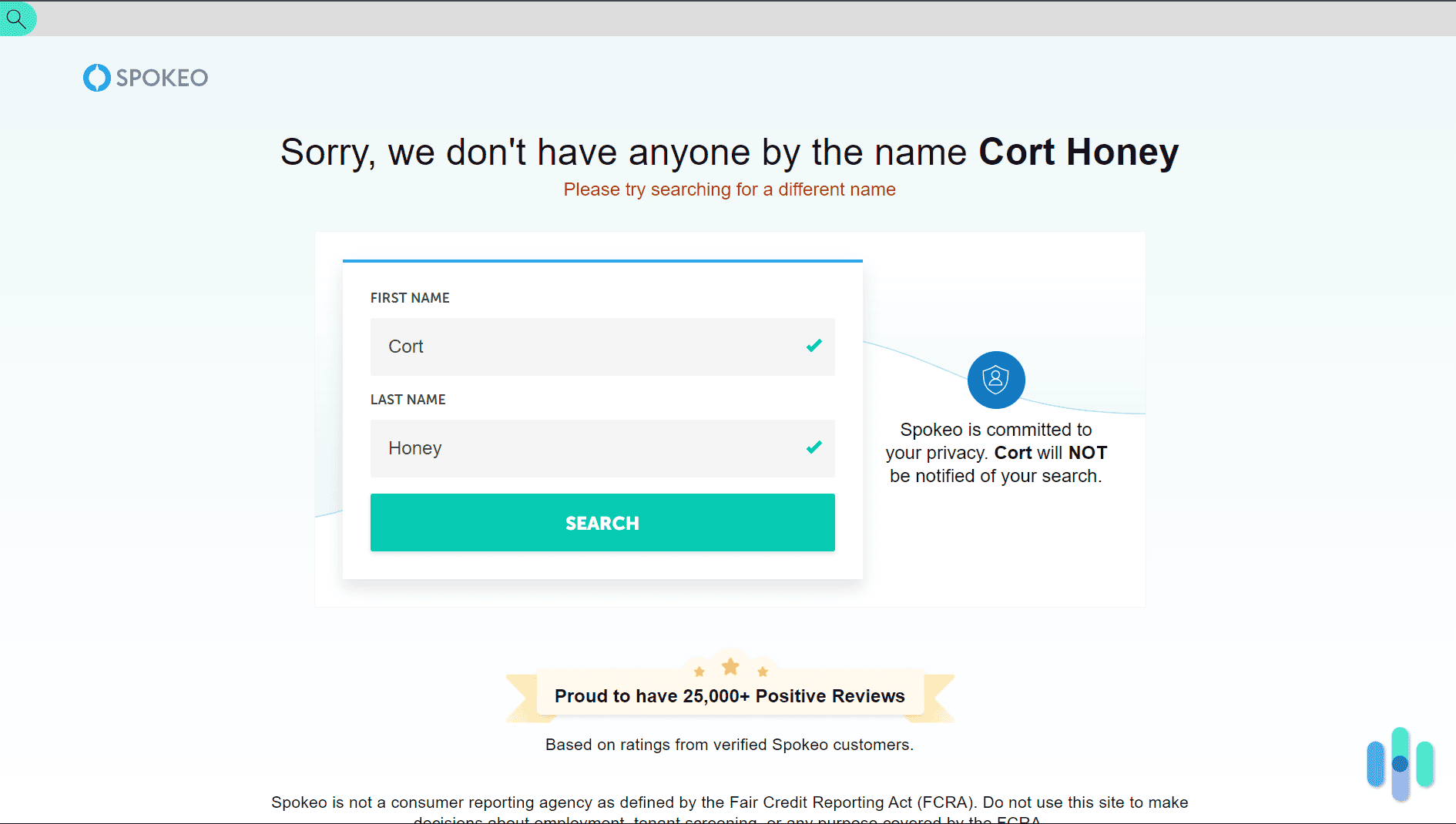 Spokeo did not have any data associated with our colleague’s name. Spokeo did not have any data associated with our colleague’s name.