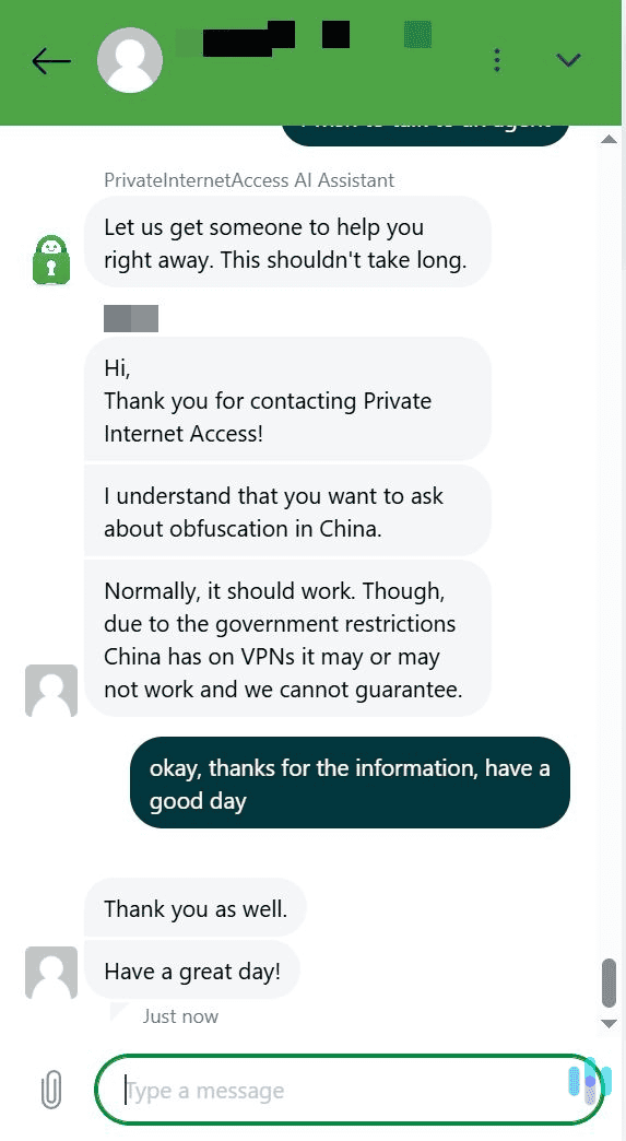 PIA’s live chat support is helpful most of the time, but we have experienced issues with it sometimes. PIA's live chat support is helpful most of the time, but we have experienced issues with it sometimes.