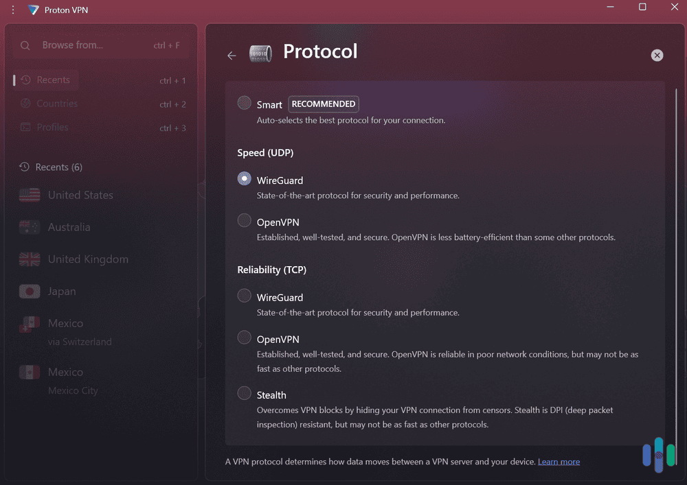 Proton VPN’s apps and router setups support WireGuard, which is very fast. Proton VPN's apps and router setups support WireGuard, which is very fast.