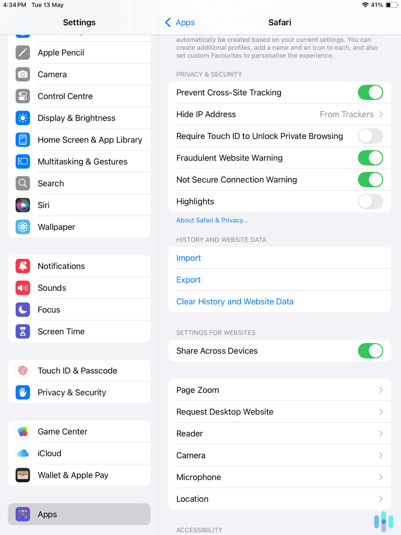 Setting up Safari’s native privacy tools on our iPad Air Setting up Safari's native privacy tools on our iPad Air