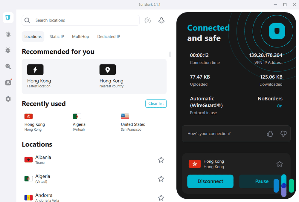 Surfshark connected to Hong Kong Surfshark connected to Hong Kong