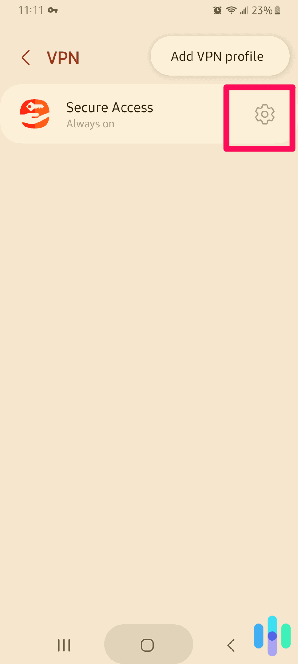 Tap Settings to uninstall VPN Tap Settings to uninstall VPN