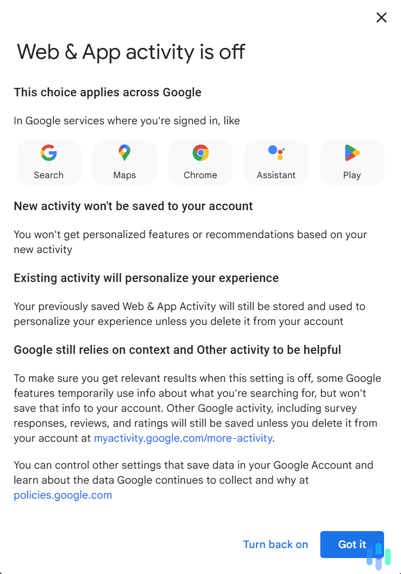 That’s it – Google won’t save new searches to your account dashboard. That's it - Google won't save new searches to your account dashboard.