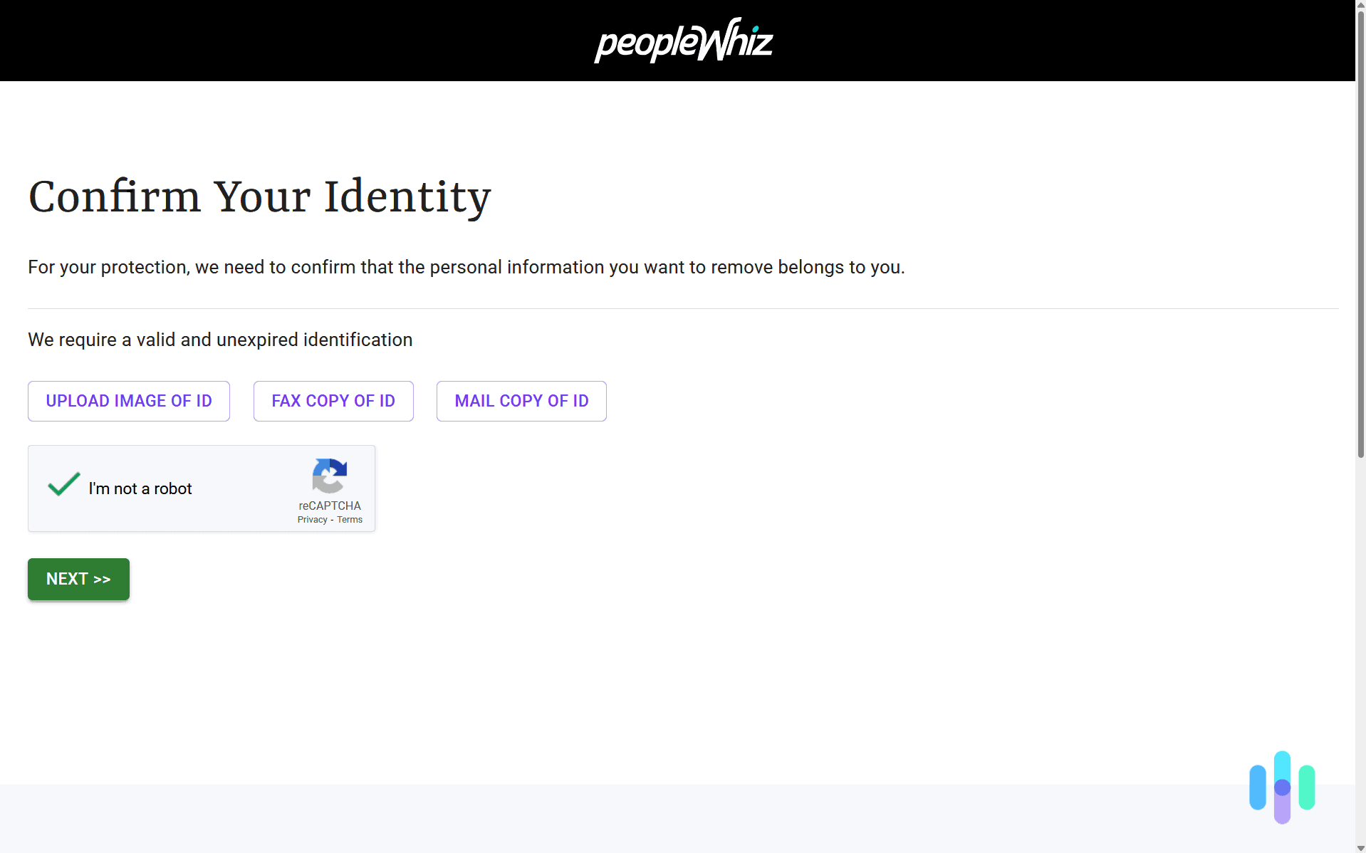 We opted to upload an image of our ID to opt out of PeopleWhiz. We opted to upload an image of our ID to opt out of PeopleWhiz.