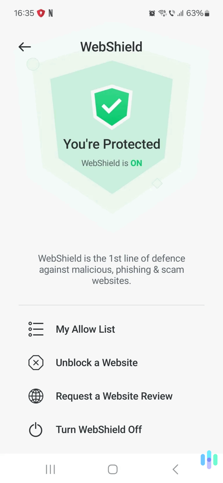We tested TotalAV’s web protection, and it always stopped us from accessing unsafe web pages or opening test phishing pages. We tested TotalAV's web protection, and it always stopped us from accessing unsafe web pages or opening test phishing pages.